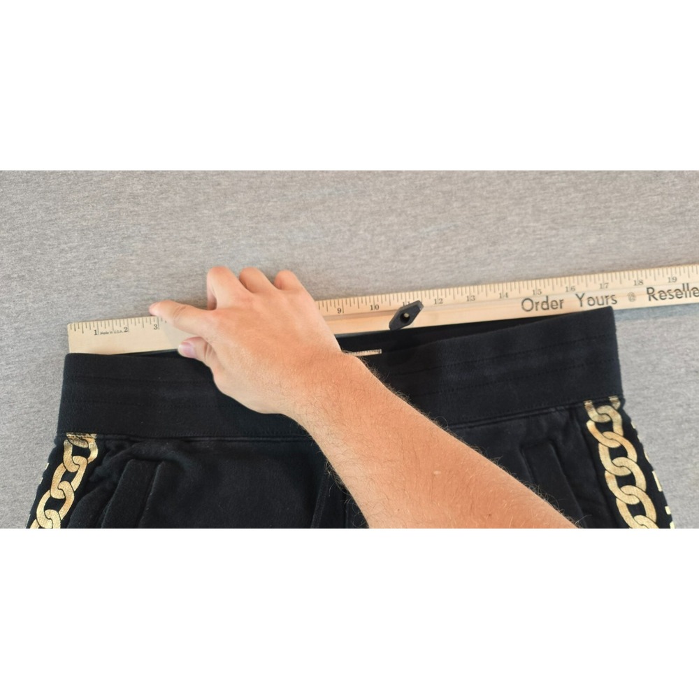 True Religion Joggers Mens Small Black Gold Chain Link Spellout Pants Cotton - Picture 4 of 10